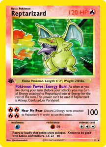 (LIMITED QUANTITY) Reptarizard Base Set Shadowless Holographic Card
